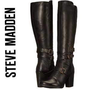 Steve Madden Women s York Engineer Black LeatherBoot